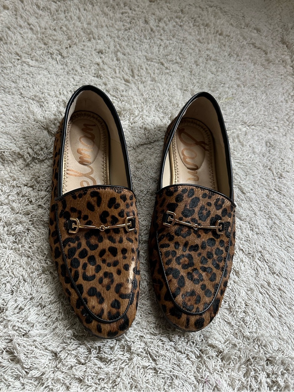 Sam Edelman Leopard Print Loafers Brown black fur 8